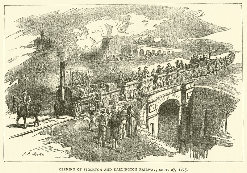 Eröffnung der Stockton und Darlington Eisenbahn, 27. September 1825 von J.R. Brown