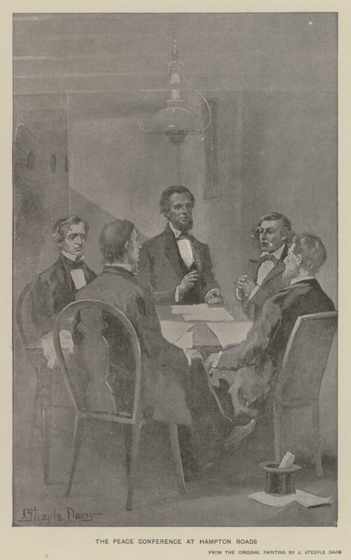 Die Friedenskonferenz in Hampton Roads (Lithografie) von J. (after) Steeple Davis