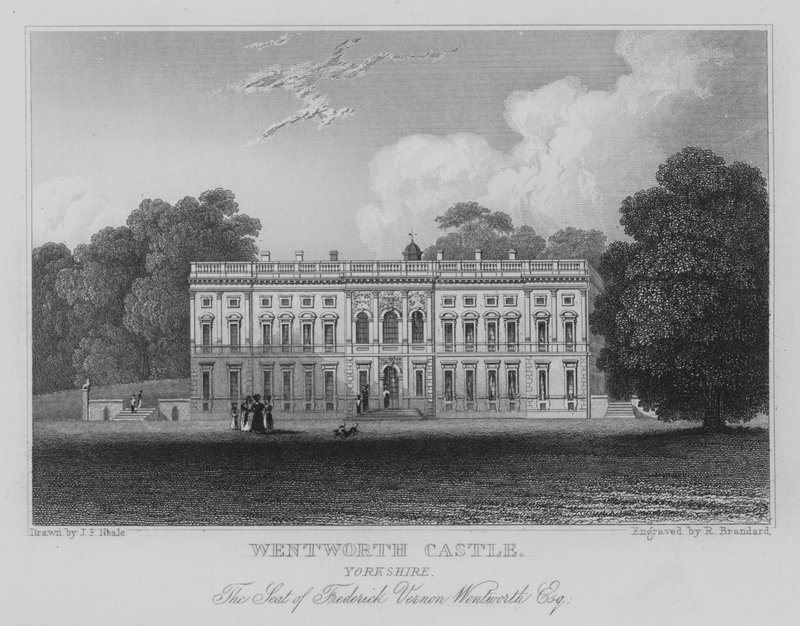 Wentworth Castle, Yorkshire, Der Sitz von Frederick Vernon Wentworth, Esquire (Stich) von John Preston Neale