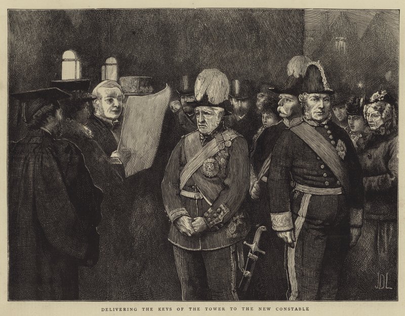 Die Schlüsselübergabe des Turms an den neuen Konstabler von James Dromgole Linton