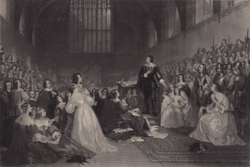 Der Prozess von Thomas, Earl of Strafford, in der Westminster Hall, 1641 von James F. Scott