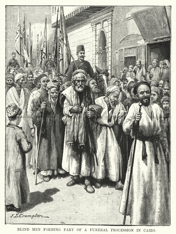 Blinde Männer als Teil eines Trauerzugs in Kairo von James Shaw Crompton