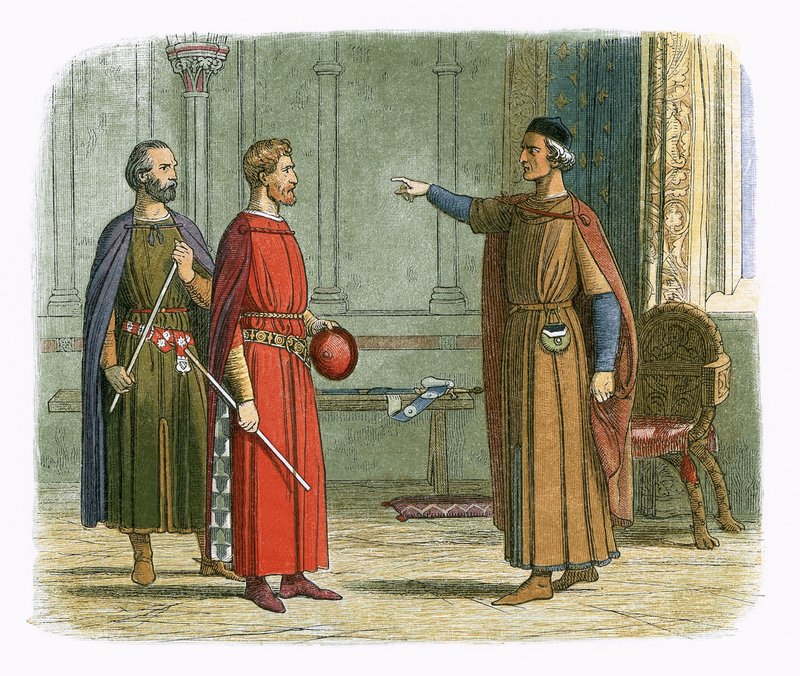 König Edward I. droht dem Lord Marshal von James William Edmund Doyle