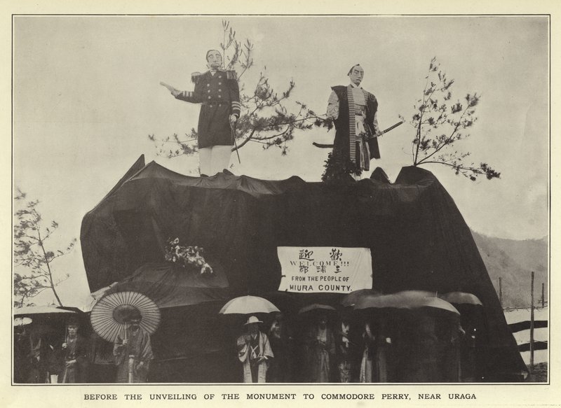 Vor der Enthüllung des Denkmals für Commodore Perry, nahe Uraga von Japanese Photographer