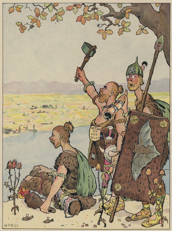 Die Deutschen blicken vom anderen Ufer des Rheins nach Elsass von Jean Jacques Waltz