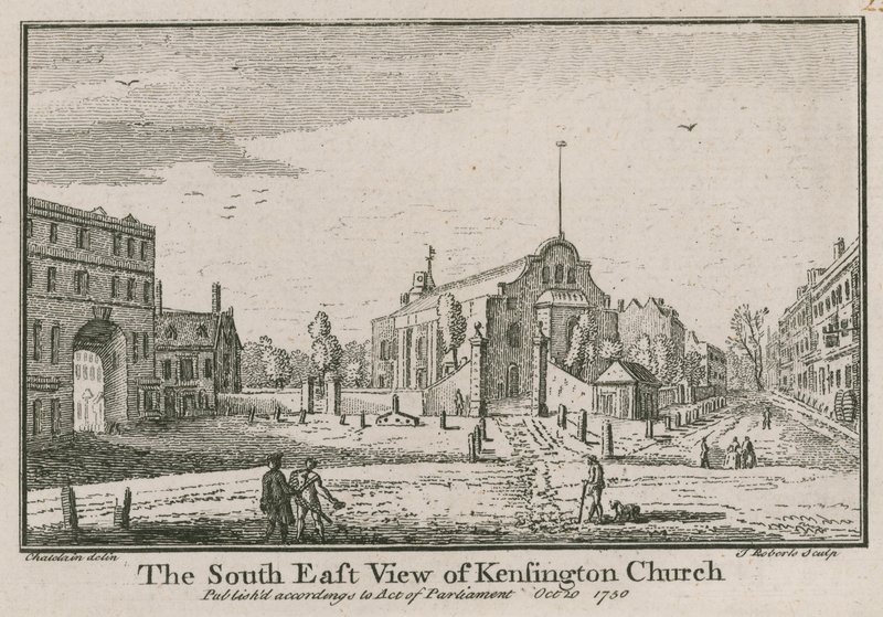 Die Südostansicht der Kirche von Kensington von Jean Baptiste Claude Chatelain