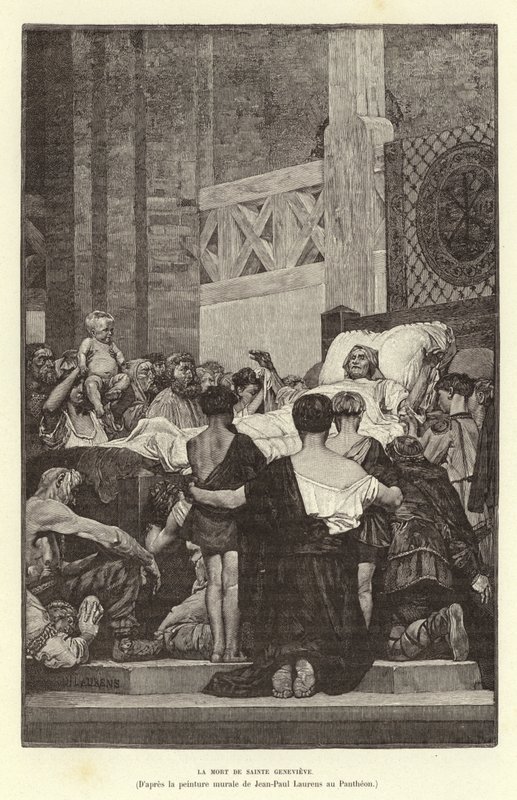 Der Tod der Heiligen Genoveva, um 512 von Jean Louis Hamon