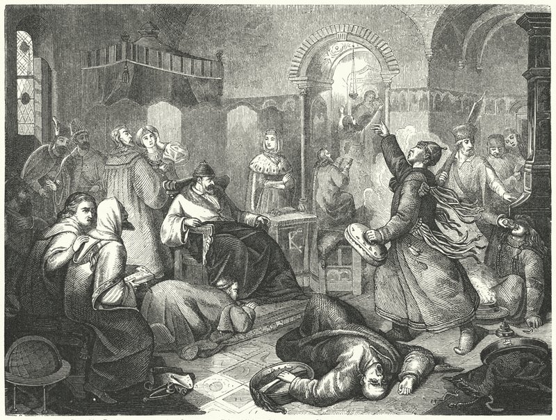 Ein finnischer Zauberer prophezeit den bevorstehenden Tod von Iwan dem Schrecklichen von Johann Karl Baehr