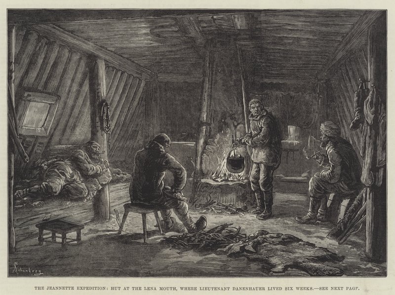 Die Jeannette-Expedition, Hütte am Lena-Mund, wo Leutnant Danenhauer sechs Wochen lebte von Johann Nepomuk Schonberg