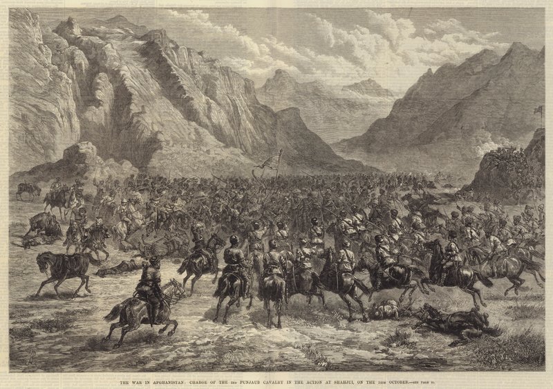 Der Krieg in Afghanistan, Angriff der 2. Punjab-Kavallerie in der Schlacht bei Shahjui, am 24. Oktober von Johann Nepomuk Schonberg