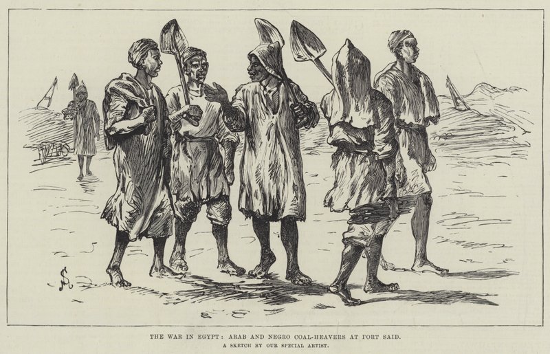 Der Krieg in Ägypten, Araber und Kohlenarbeiter in Port Said von Johann Nepomuk Schonberg