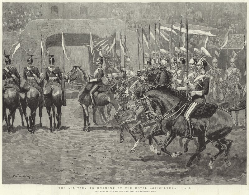 Das Militärturnier in der Royal Agricultural Hall (Gravur) von John (after) Charlton