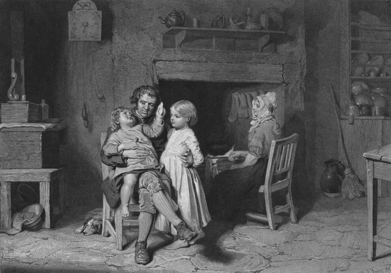 Illustration für Der Samstagabend des Landmanns von Robert Burns, Vers III von John (after) Faed
