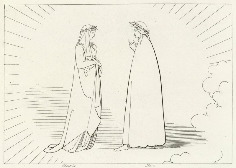 Beatrice und Dante, Paradies, Gesang 7 von John (after) Flaxman