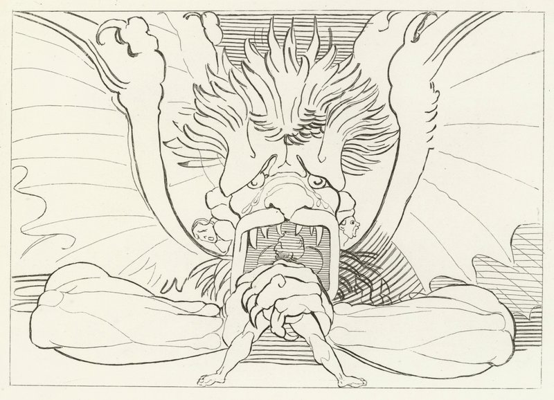 Dis, oder Luzifer, Inferno, Gesang 34 (Gravur) von John (after) Flaxman