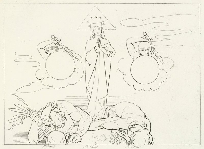 Die kämpfende Kirche, Paradies, Gesang 25 (Gravur) von John (after) Flaxman