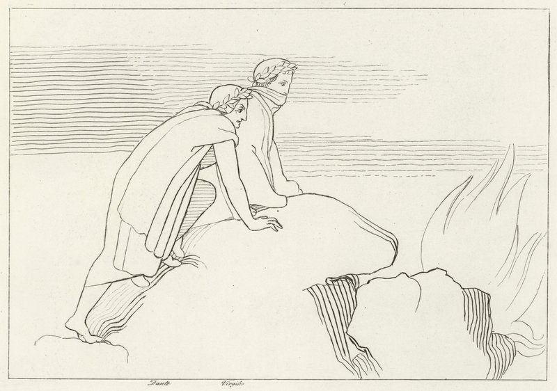 Der flammende Golf, Inferno, Gesang 26 (Gravur) von John (after) Flaxman