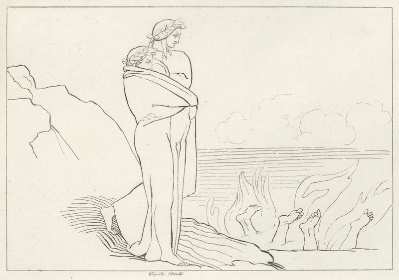 Der Abgrund der Simonie, Inferno, Gesang 19 von John (after) Flaxman