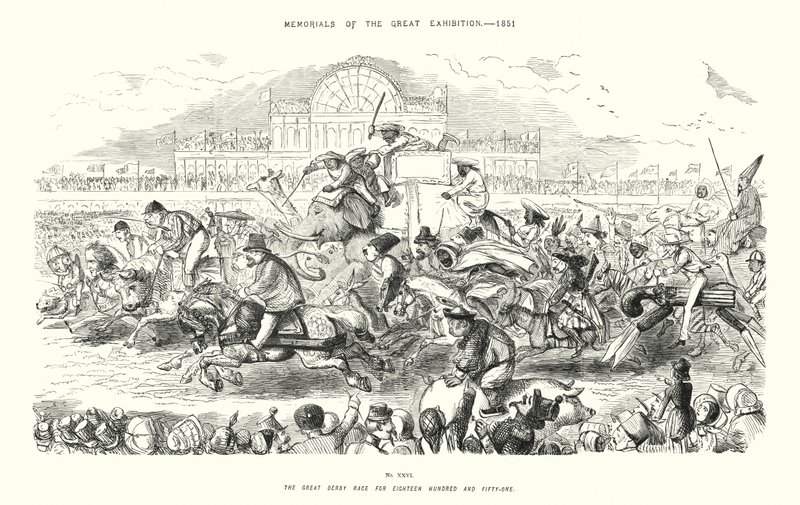 Denkmäler der Großen Ausstellung 1851, Das Große Derby-Rennen von 1851 (Gravur) von John (after) Leech