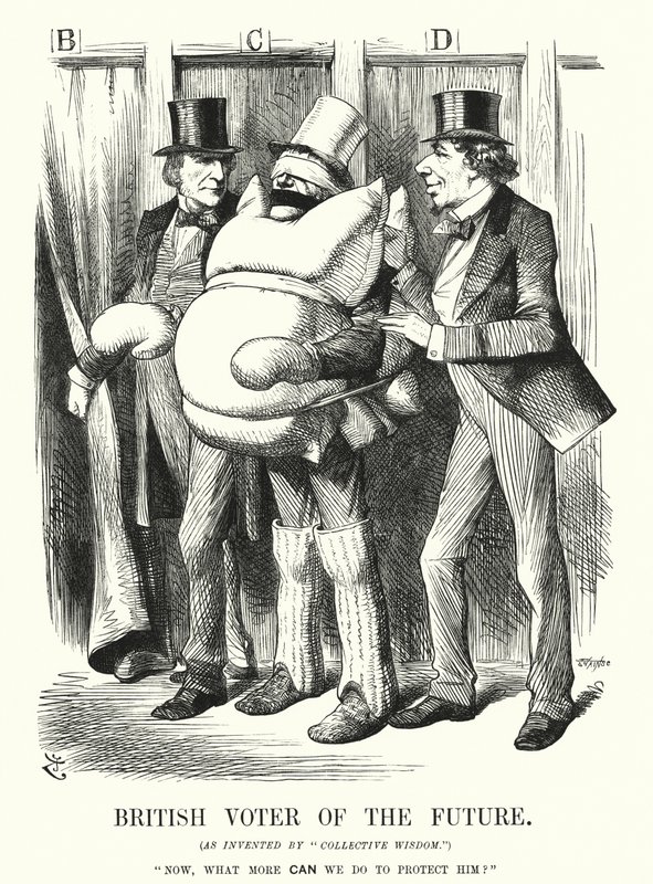 Punch-Karikatur: Britischer Wähler der Zukunft von John (after) Tenniel