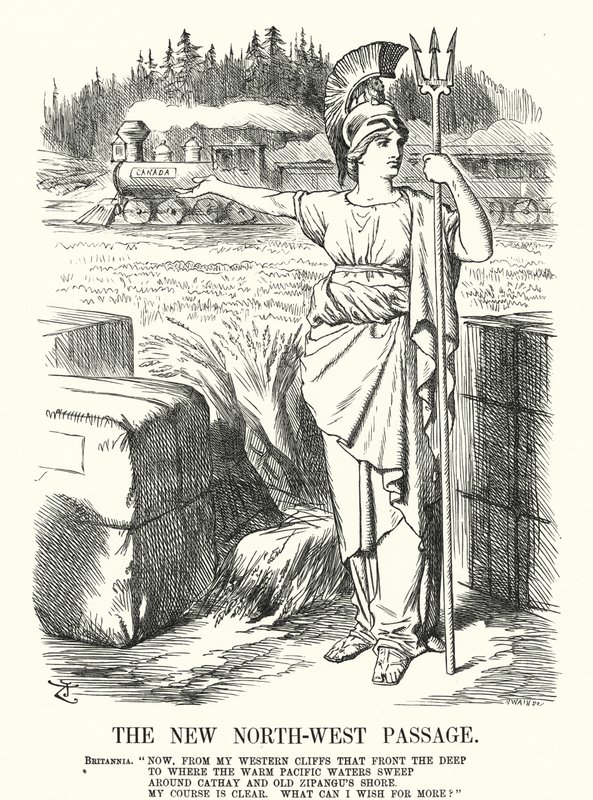 Die neue Nordwestpassage - die Canadian Pacific Railway (Stich) von John (after) Tenniel
