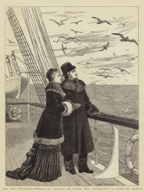 Der neue Generalgouverneur von Kanada, an Bord der Sarmatian, eine Ehrenwache von John Charles Dollman