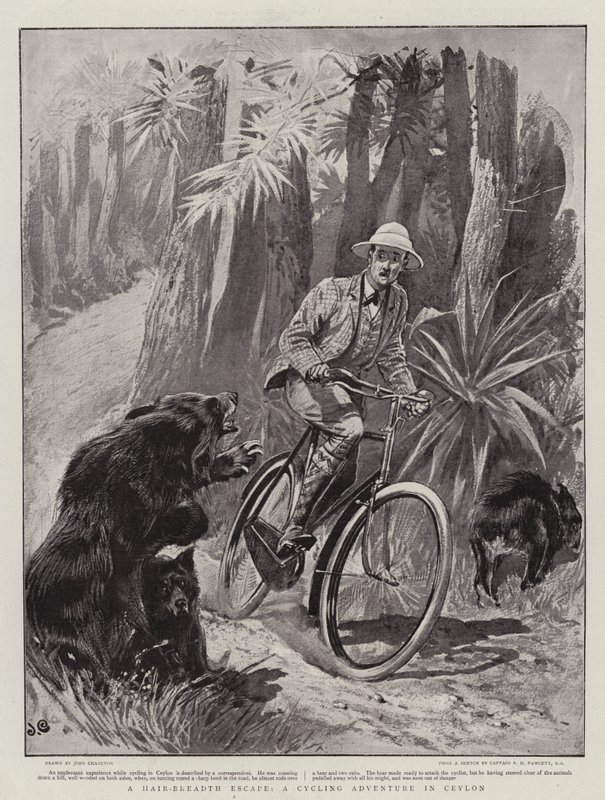 Eine haarsträubende Flucht, ein Radfahrerabenteuer in Ceylon von John Charlton