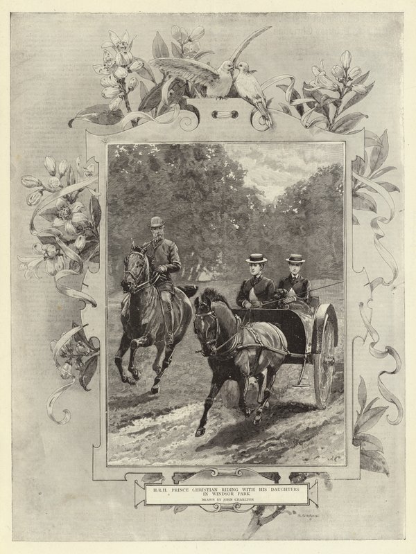 H R H Prinz Christian reitet mit seinen Töchtern im Windsor Park von John Charlton