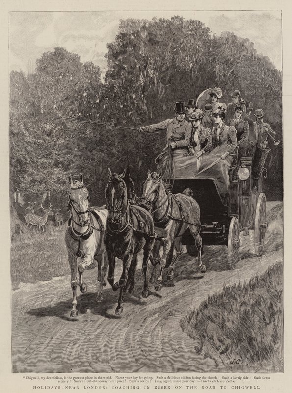 Ferien in der Nähe von London, Kutschfahrt in Essex auf dem Weg nach Chigwell von John Charlton