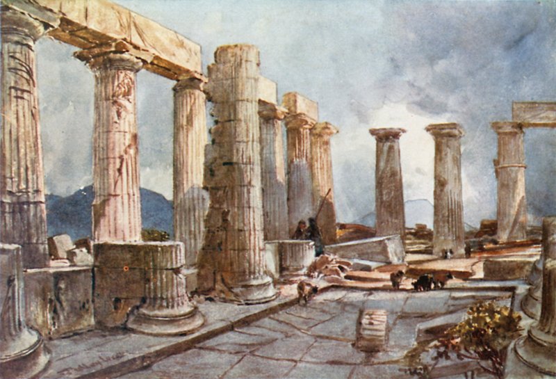 Innenraum des Tempels des Apollo in Bassae in Arkadien von John Fulleylove