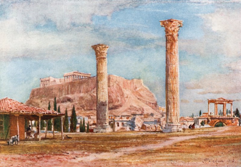 Die Akropolis vom Standort des Tempels des Olympischen Zeus von John Fulleylove