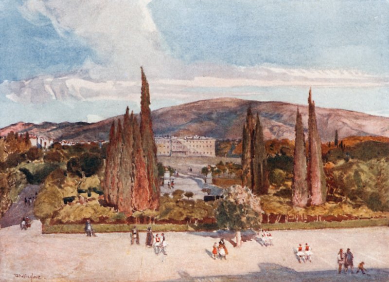 Der Platz vor dem Königspalast in Athen von John Fulleylove