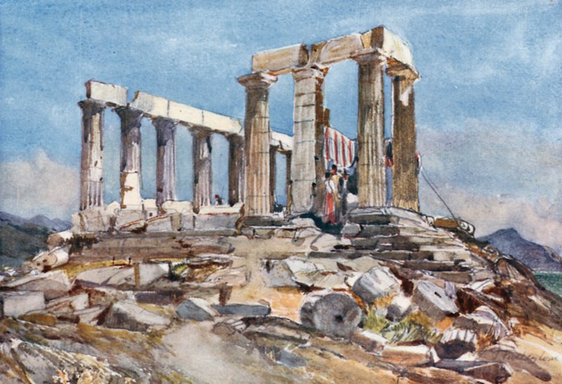 Der Tempel der Athena in Sunium von Norden von John Fulleylove