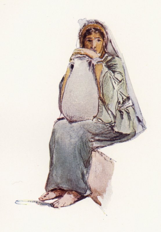 Wasserträger, sitzende Figur, Jerusalem von John Fulleylove