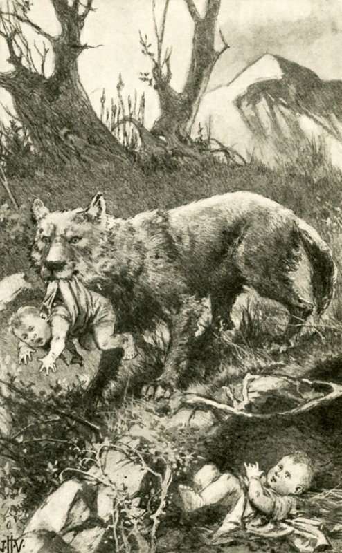 Romulus und Remus werden von der Wölfin gesäugt von John Harris Valda