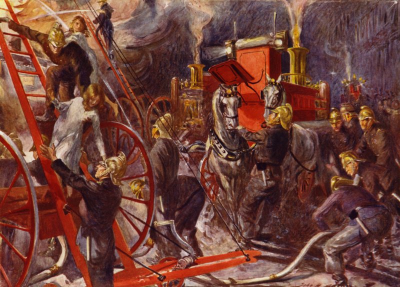 Feuerwehr im Einsatz von John Henry Frederick (after) Bacon