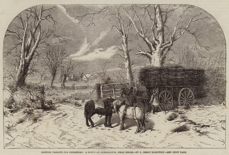 Weihnachtsbündel verladen, eine Szene in Chessington, nahe Epsom von John Jessop Hardwick