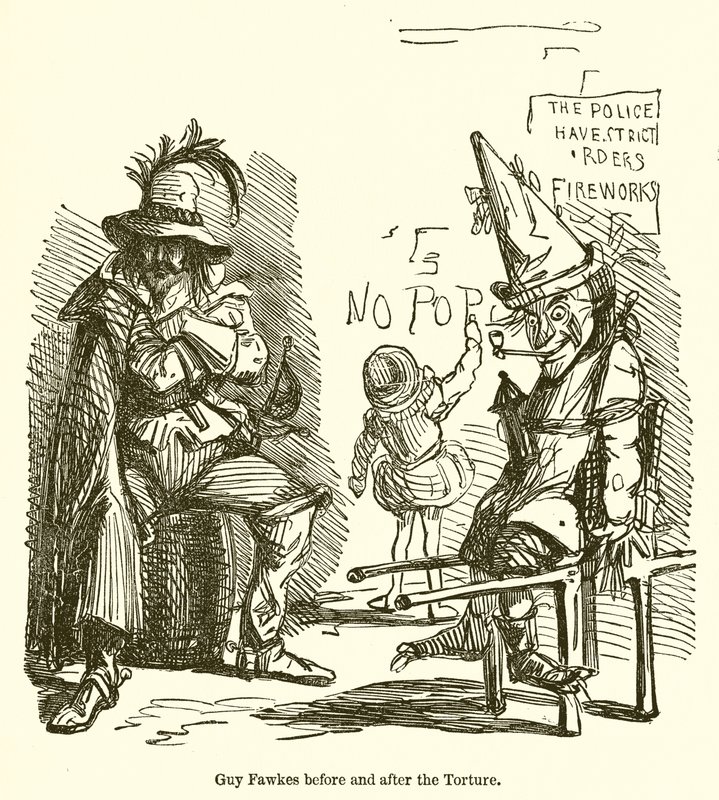 Guy Fawkes vor und nach der Folter von John Leech