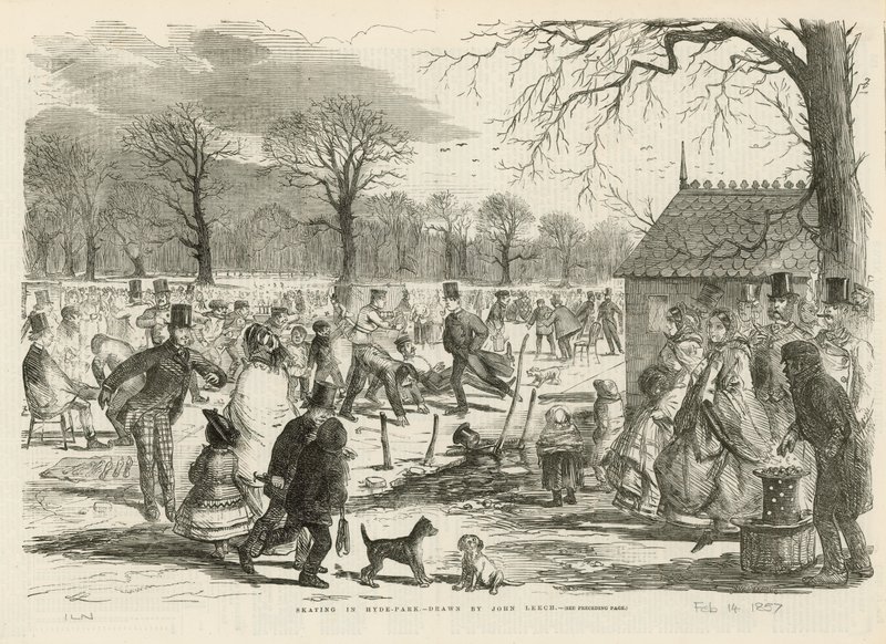 Schlittschuhlaufen im Hyde Park von John Leech