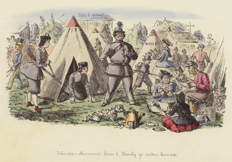 Freiwilligenbewegung, Jones und Familie gehen unter Zelt von John Leech