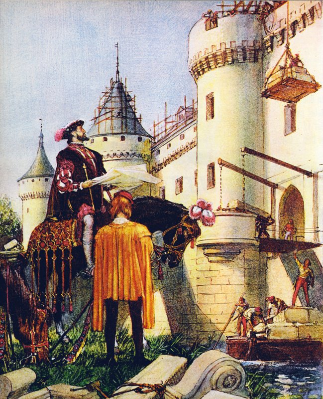 König Franz I. von Frankreich beaufsichtigt den Bau von Schlössern von John Millar Watt