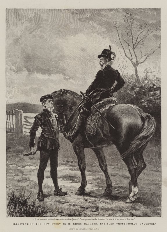 Illustration der neuen Geschichte von H. Rider Haggard, mit dem Titel Montezuma