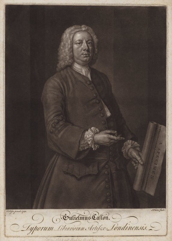 William Caslon, englischer Typograf (Mezzotinto) von John the younger Faber