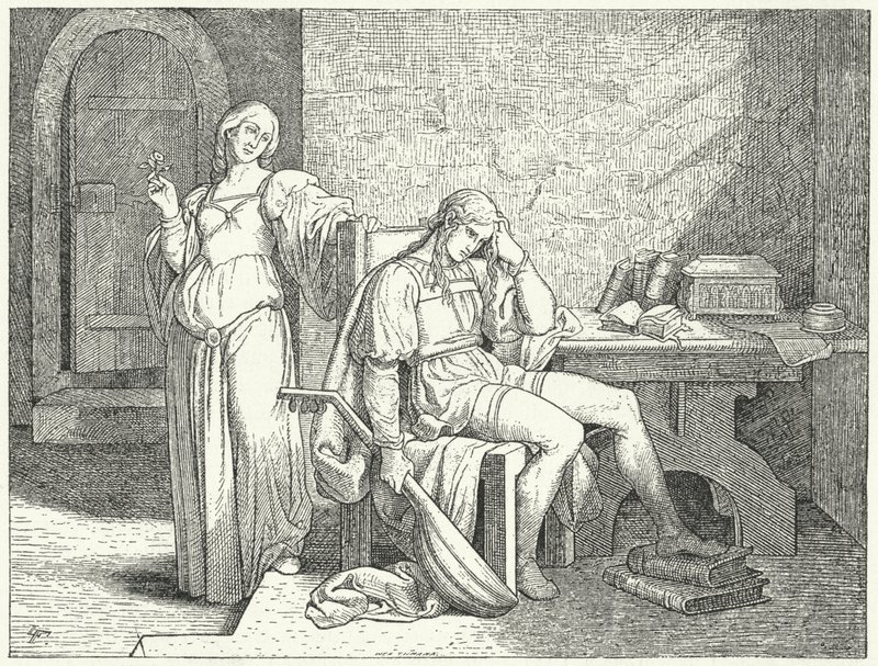 Enzio von Sardinien, unehelicher Sohn des Heiligen Römischen Kaisers Friedrich II., in der Gefangenschaft der guelfischen Lombarden von Josef Mathias (after) Trenkwald