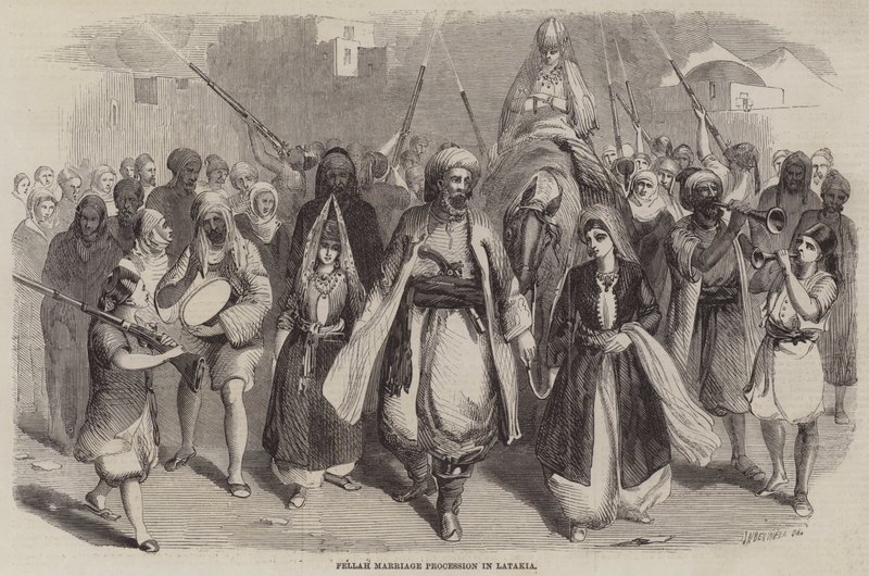 Fellah-Hochzeitsprozession in Latakia von Joseph-Austin Benwell