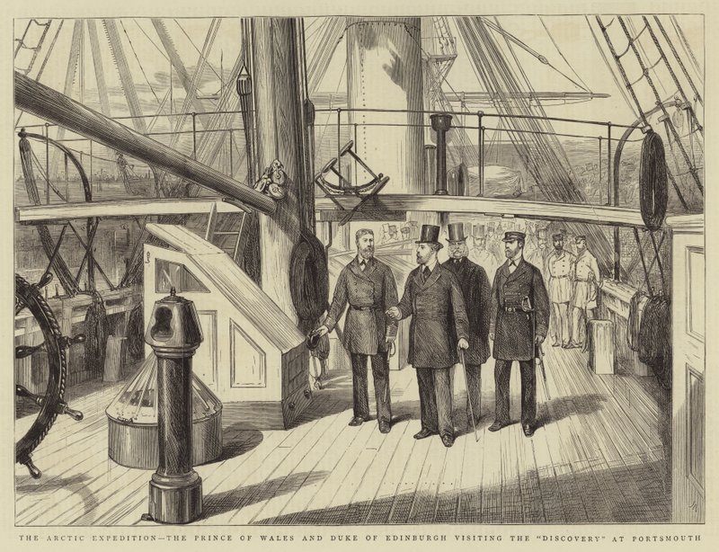 Die Arktische Expedition, der Prinz von Wales und der Herzog von Edinburgh besuchen die Discovery in Portsmouth von Joseph Nash