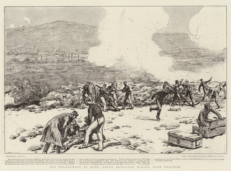 Das Engagement bei Mati, griechische Artillerie macht gute Praxis von Joseph Nash