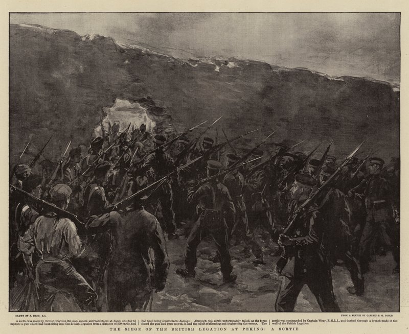 Die Belagerung der britischen Gesandtschaft in Peking, ein Ausfall von Joseph Nash