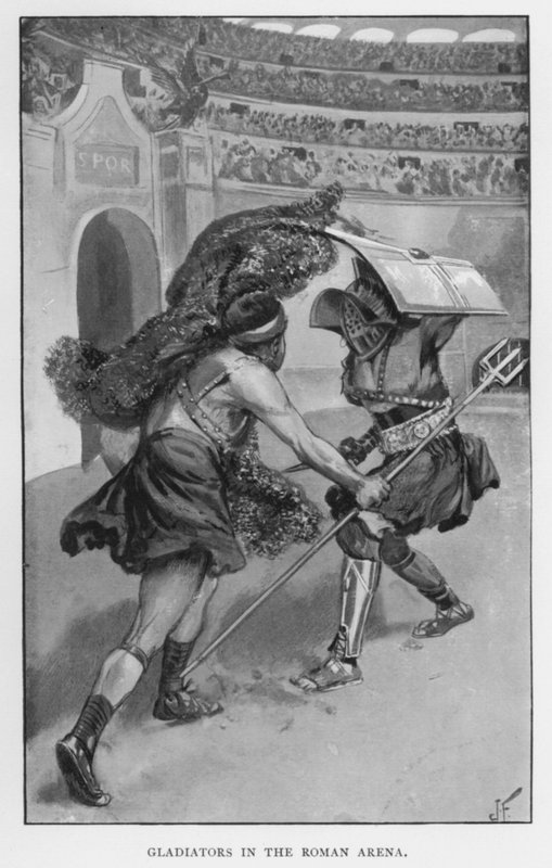 Gladiatoren in der römischen Arena (Lithografie) von Joseph (after) Finnemore