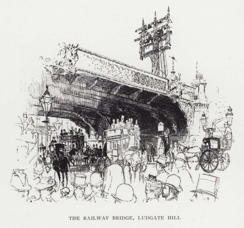 Die Eisenbahnbrücke, Ludgate Hill von Joseph (after) Pennell